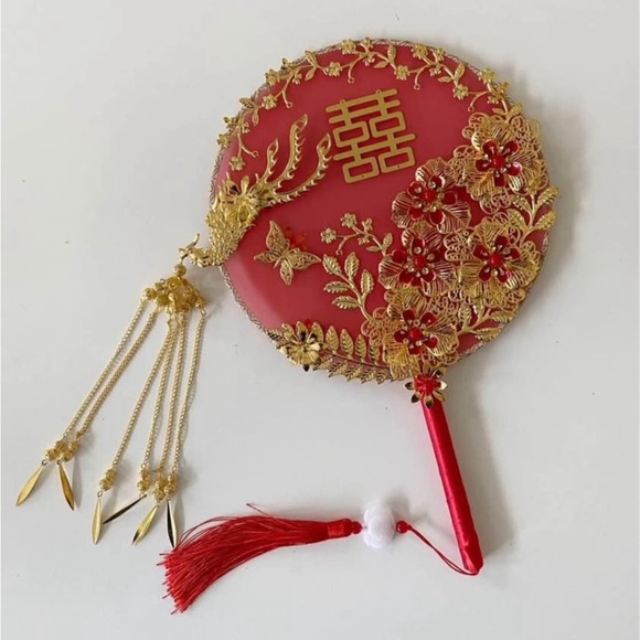 Chinese Phoenix Bridal Fan - Picture 3 of 3